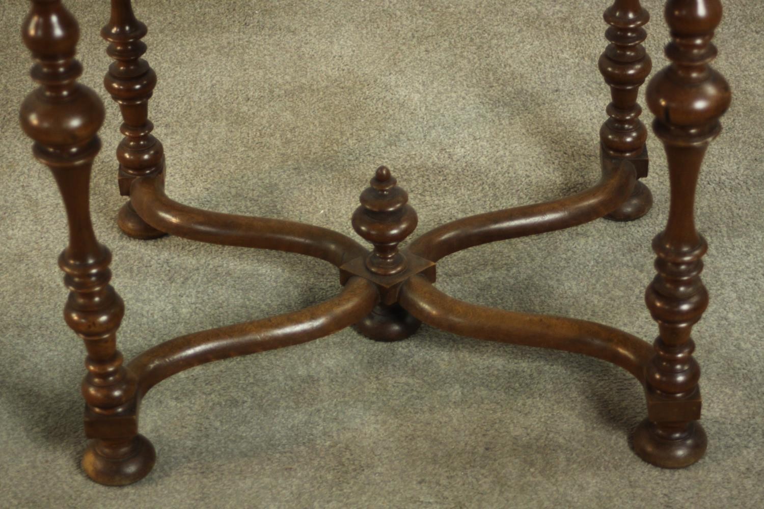 A 17th century style walnut side table, the rectangular top with a moulded edge over a single - Image 5 of 11