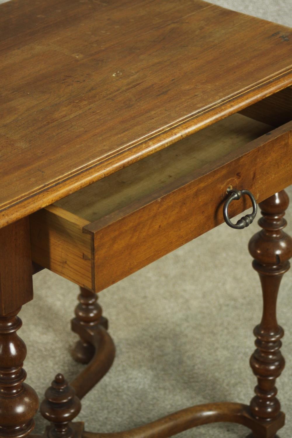 A 17th century style walnut side table, the rectangular top with a moulded edge over a single - Image 10 of 11