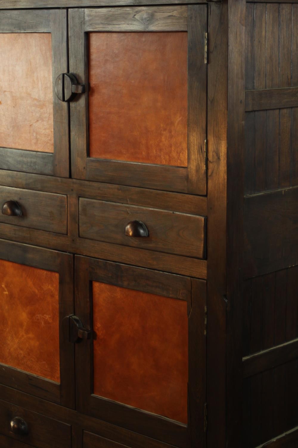 A contemporary Japanese inspired elm cabinet, with two cupboard doors enclosing a shelf over two - Image 10 of 12