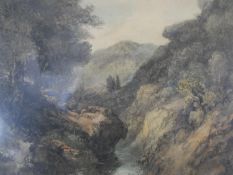 English School, River gorge in the Welsh Mountains, watercolour, bearing The Beaufont Gallery