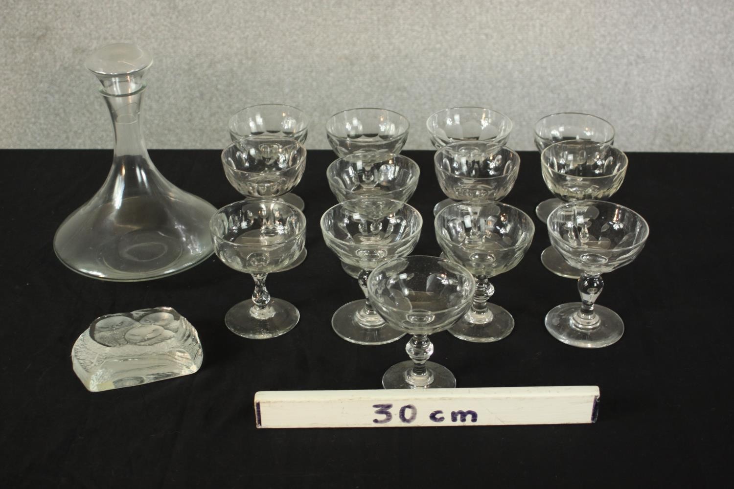 A set of thirteeen 20th century, possibly French martini glasses together with a clear glass ships - Image 2 of 9