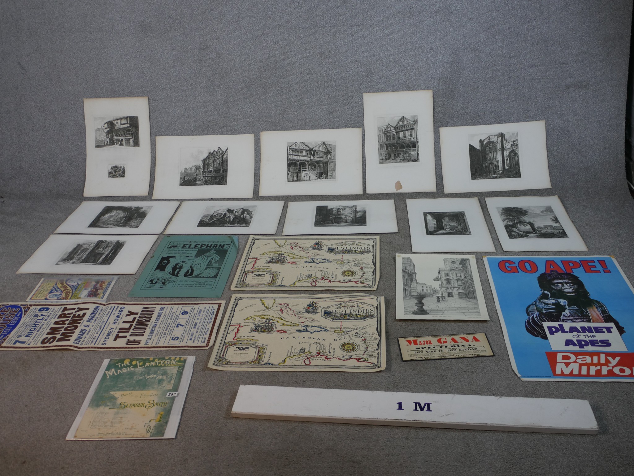 A collection of ephemera, including two hand coloured engraved maps of the West Indies, a collection - Image 2 of 22