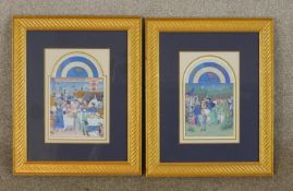 A pair of replica coloured prints from the Les Tres Riches Heures du Duc de Berry, each framed