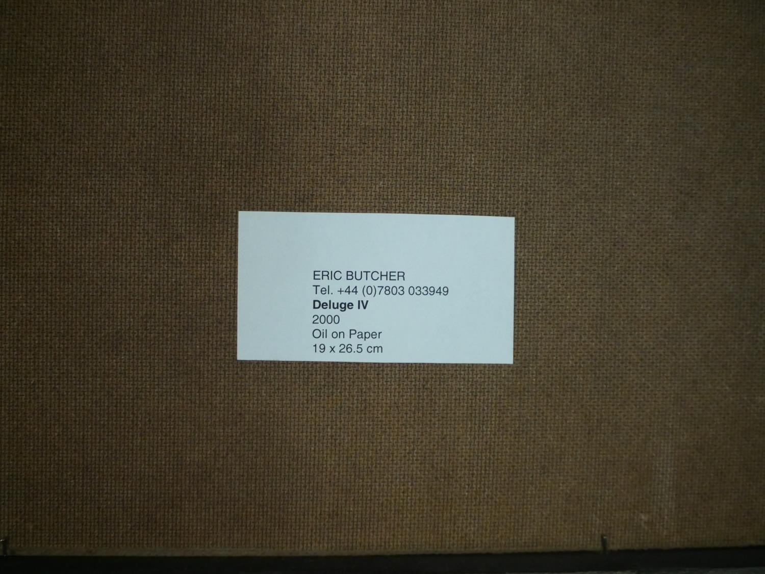 Eric Butcher, 'Deluge IV', oil on paper, label verso. H.38 W.46cm - Image 4 of 5