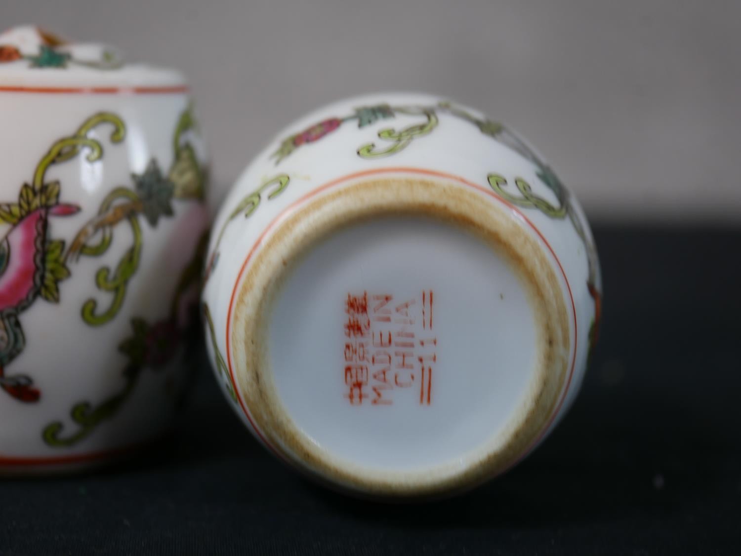 Assorted contemporary Chinese related items to include a pair of porcelain barrels painted with - Image 4 of 6