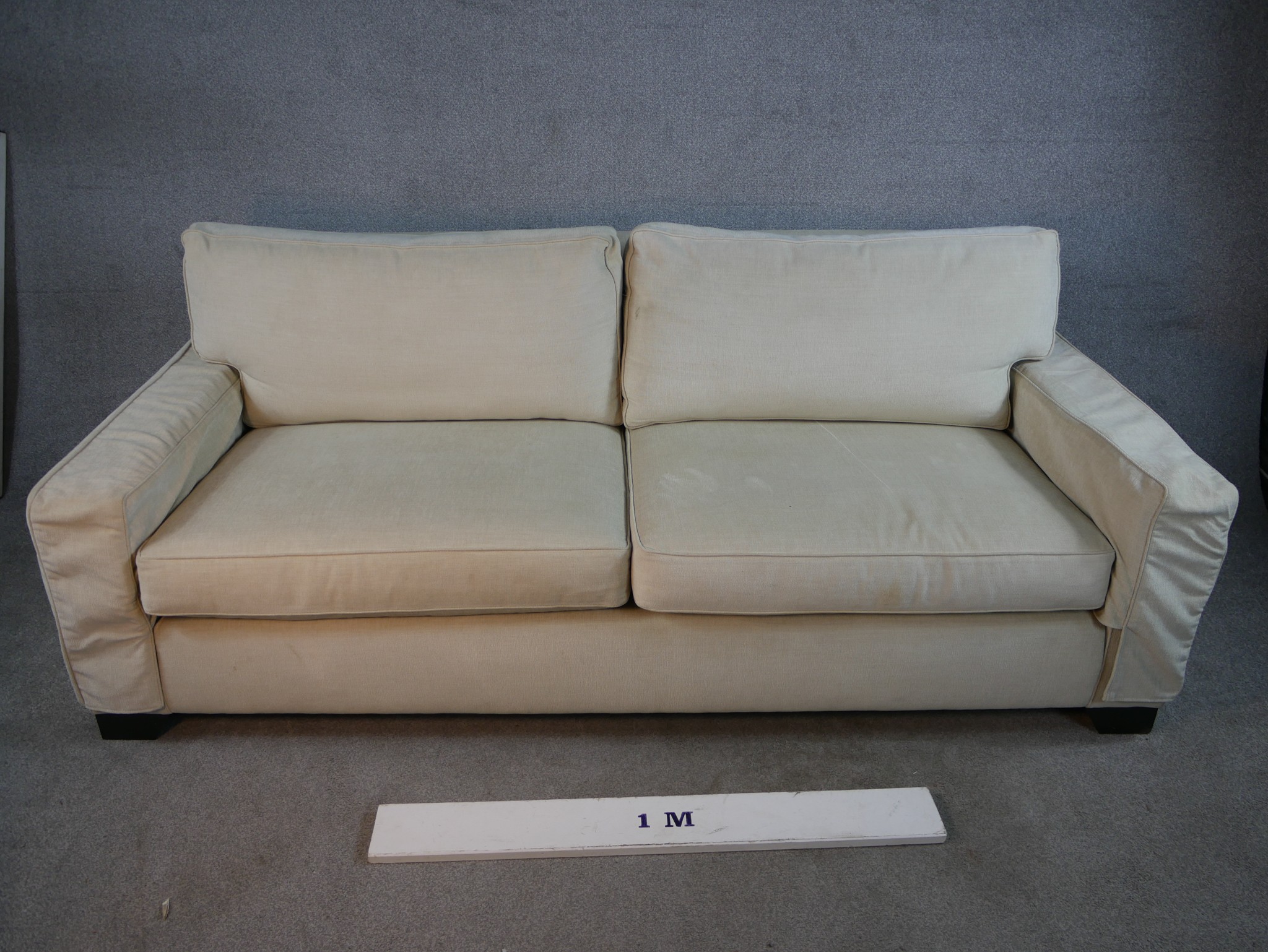 A contemporary Kingcome two seater cream upholstered sofa raised on block feet. H.84 W.120 D.100cm. - Image 3 of 7