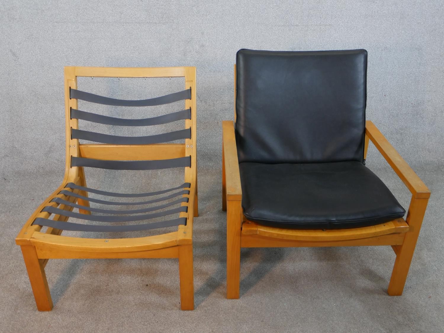 A mid 20th century Cornwall - Norton teak open arm chairs, model 10 / 11, together with matching - Image 2 of 8