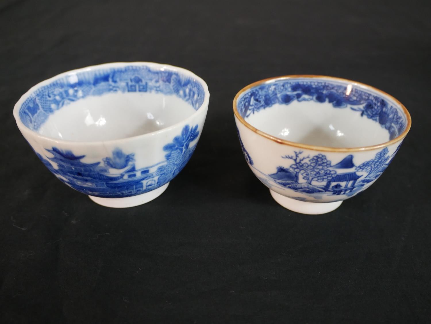 A collection of five 19th century Chinese tea bowls along with two carved and pierced hardwood - Image 2 of 7