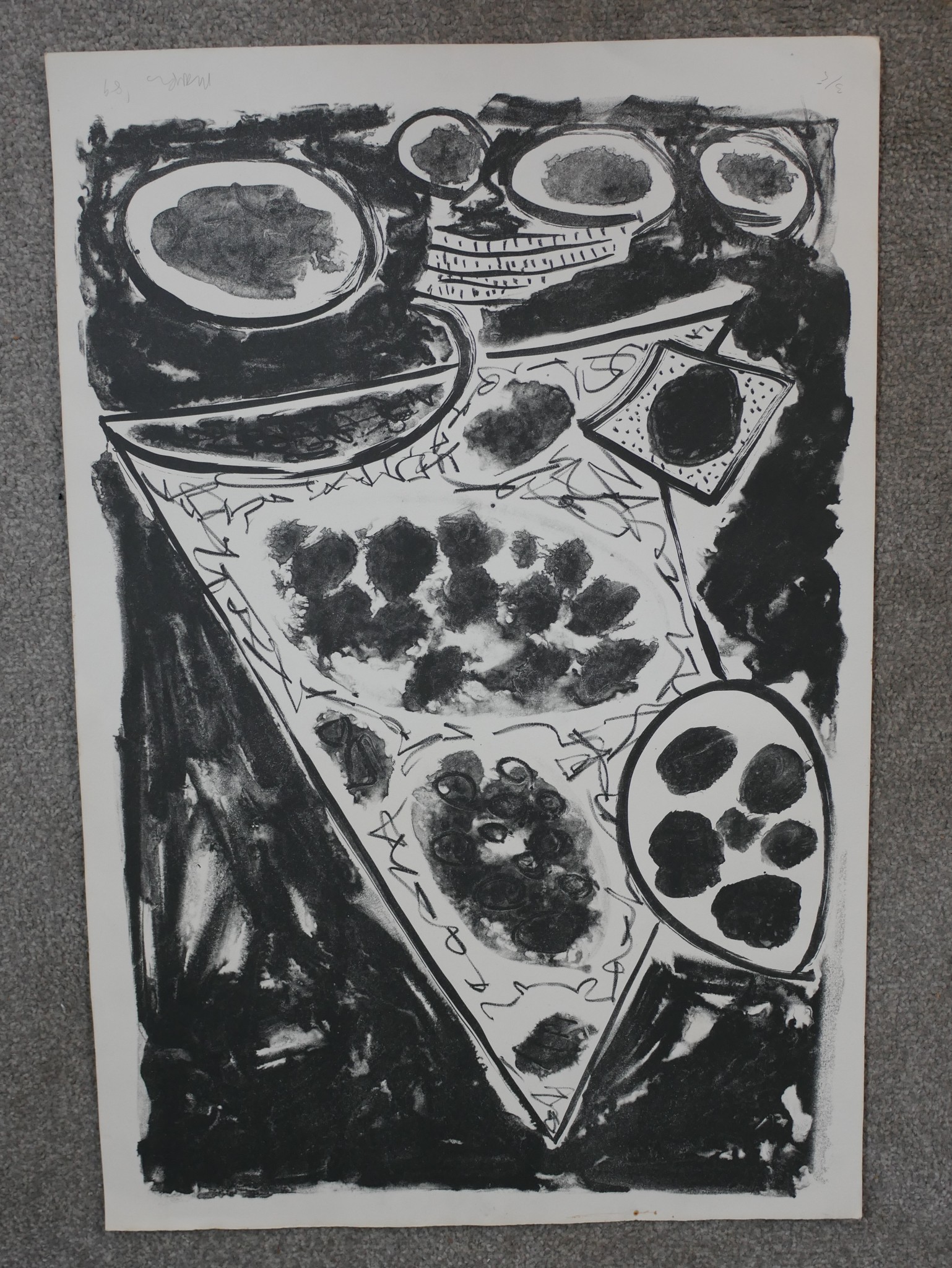 20th century; indistintly signed; Pizza Slice; black and white pencil signed limited edition - Image 2 of 6
