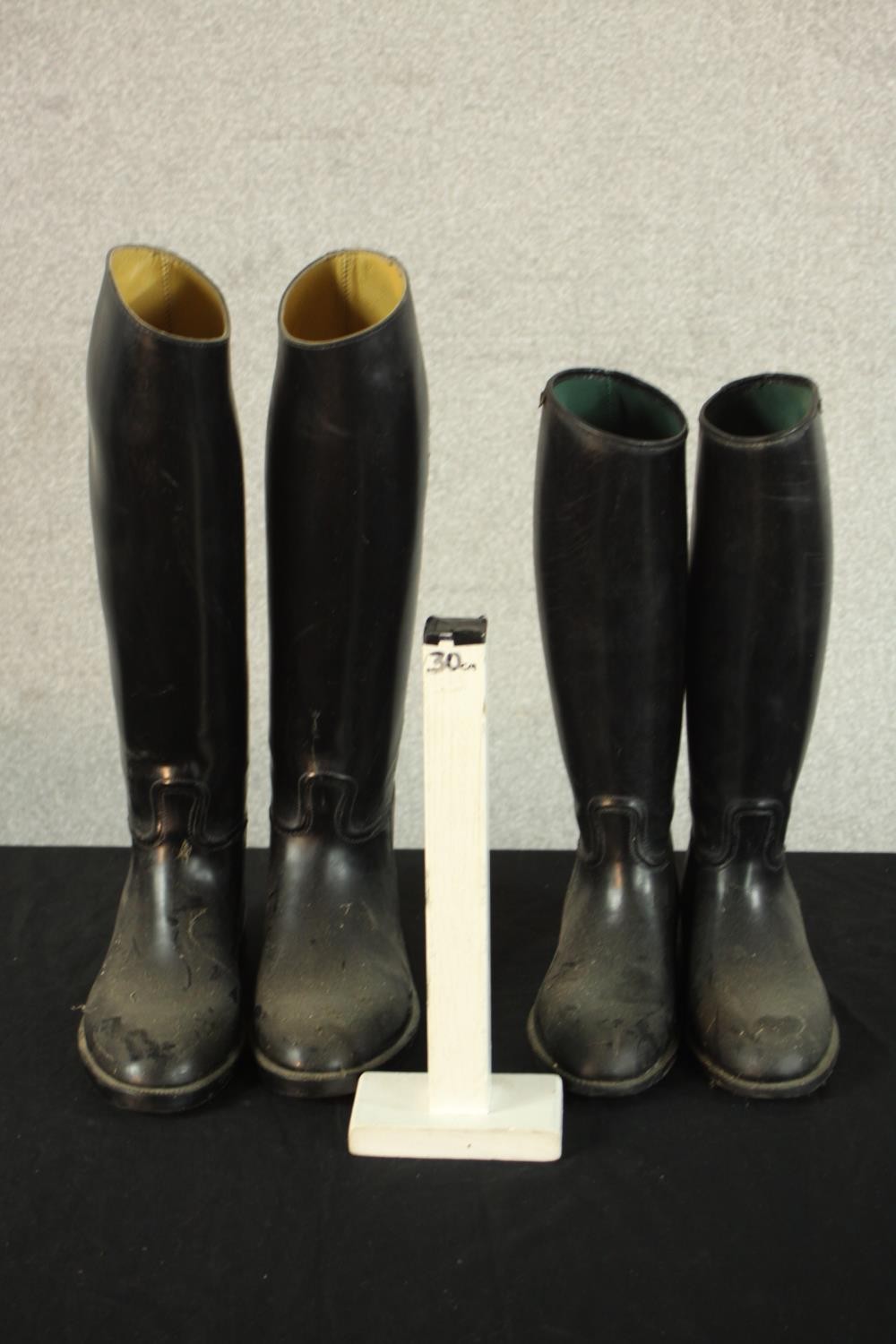 A pair of Aigle black leather riding boots; size XL together one other pair of black riding boots. - Image 2 of 7