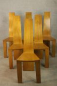 Robert Williams (b.1942) for Pearl Dot, Islington, a set of six oak dining chairs, circa 1980s, with