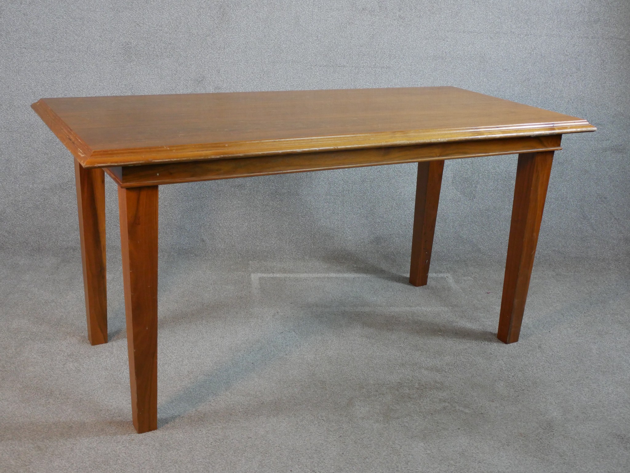 A mid 20th century walnut table raised on tapering supports. H.76 W.151 D.71cm - Image 5 of 5