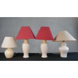 Four late 20th century Laura Ashley Chinese inspired table lamps, Blanc de Chine, including a pair