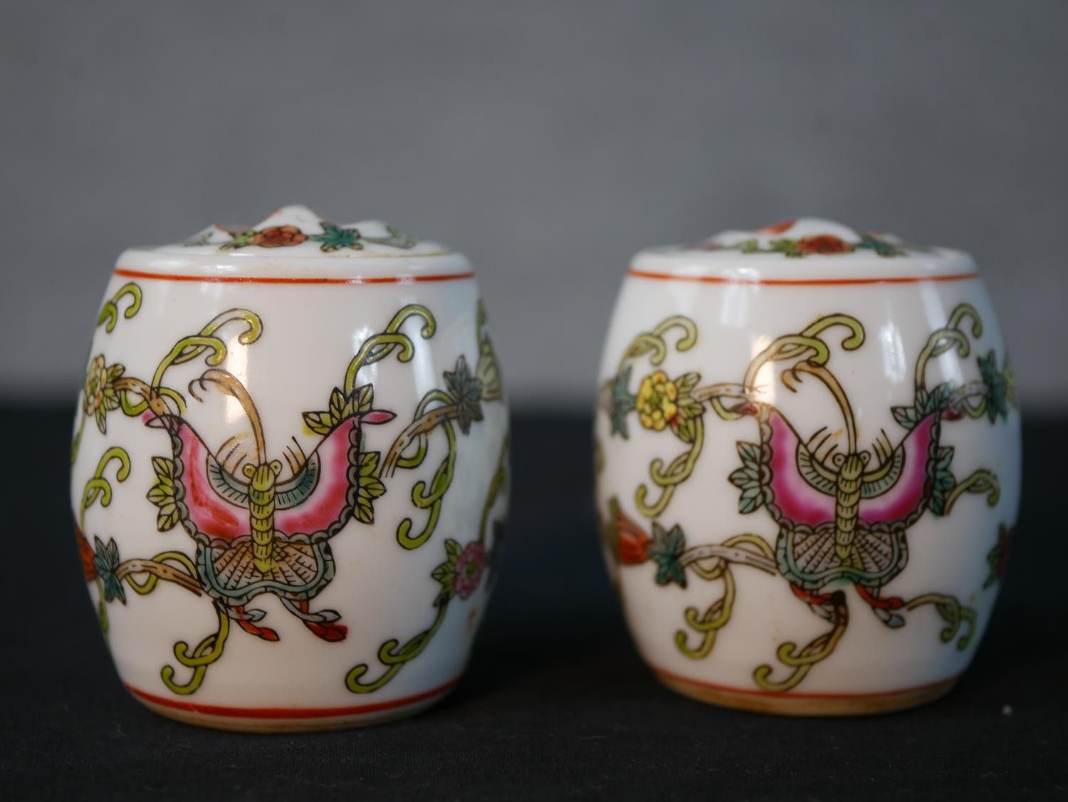 Assorted contemporary Chinese related items to include a pair of porcelain barrels painted with - Image 2 of 6