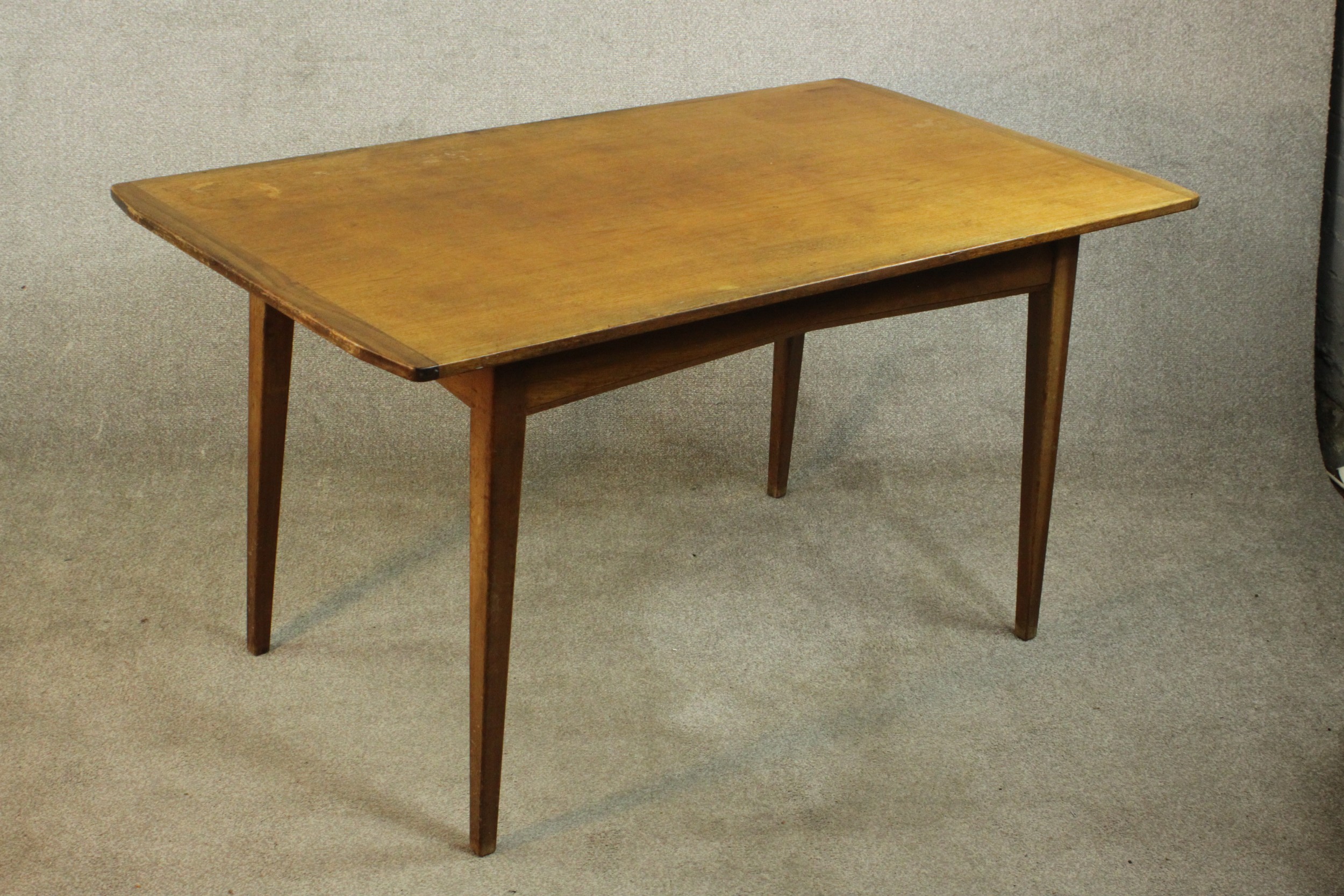 A circa 1960's teak dining table by Storys of Kensington, the rectangular top with cleated ends, - Image 3 of 5