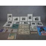 A collection of ephemera, including two hand coloured engraved maps of the West Indies, a collection