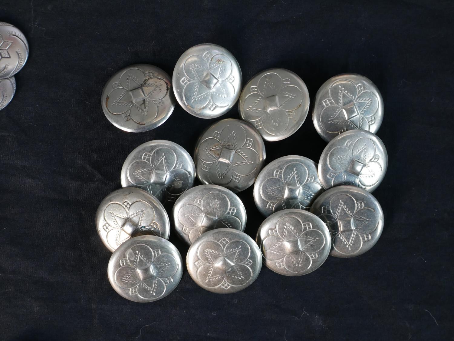 A large collection of fifty plus Danish, silver, white metal and pewter folk costume buttons, some - Image 2 of 12