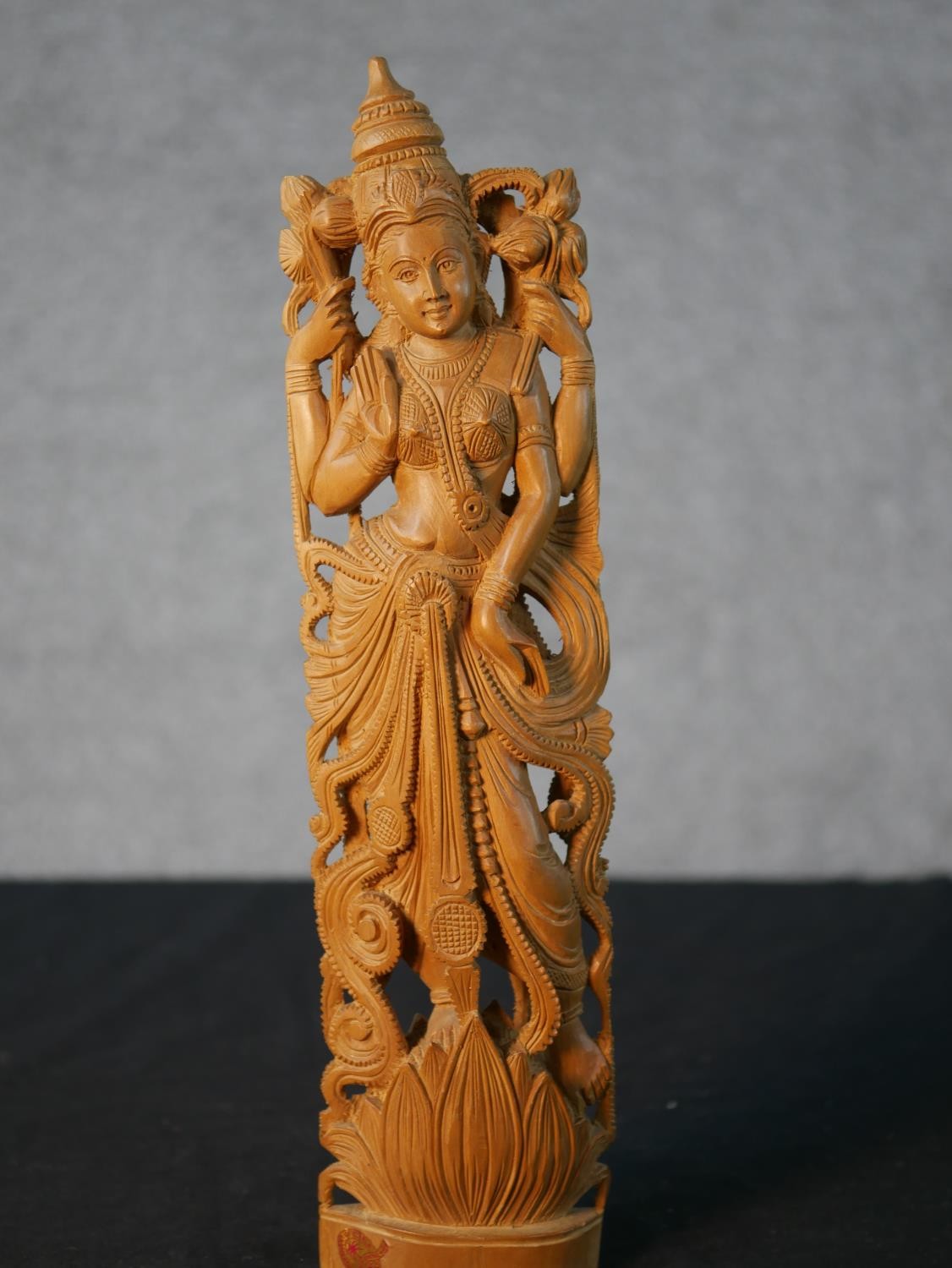 A collection of figures and boxes, including a bronze Indian deity, brass Buddha, carved hardwood - Image 8 of 13