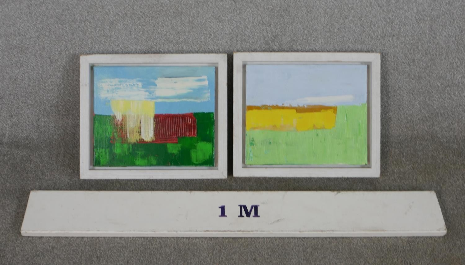 Robert Kellard (Contemporary); Yellow - Green & Greeenfield; oil on canvas, signed and titled verso, - Image 2 of 7