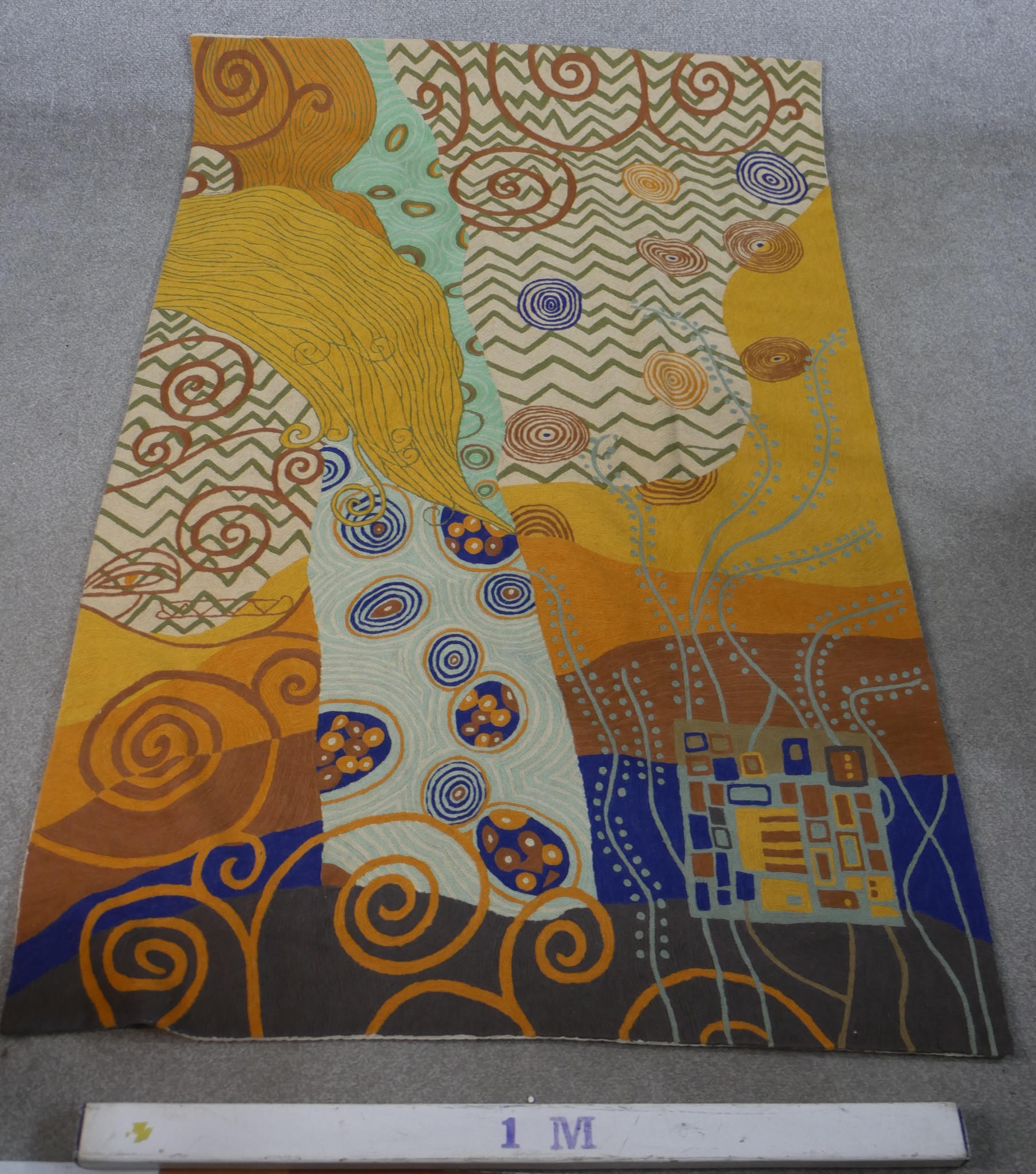 In the manner of Gustav Klimt, a fabric wall hanging, L. 180 W.120cm. - Image 2 of 5