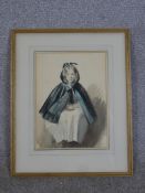 John Henry Mole (1814 - 1886), Girl seated on a stool, watrcolour on paper, framed.H.53 W.42cm.