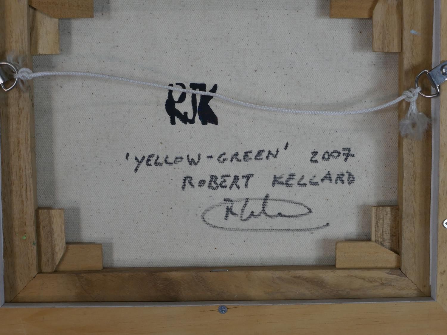 Robert Kellard (Contemporary); Yellow - Green & Greeenfield; oil on canvas, signed and titled verso, - Image 5 of 7