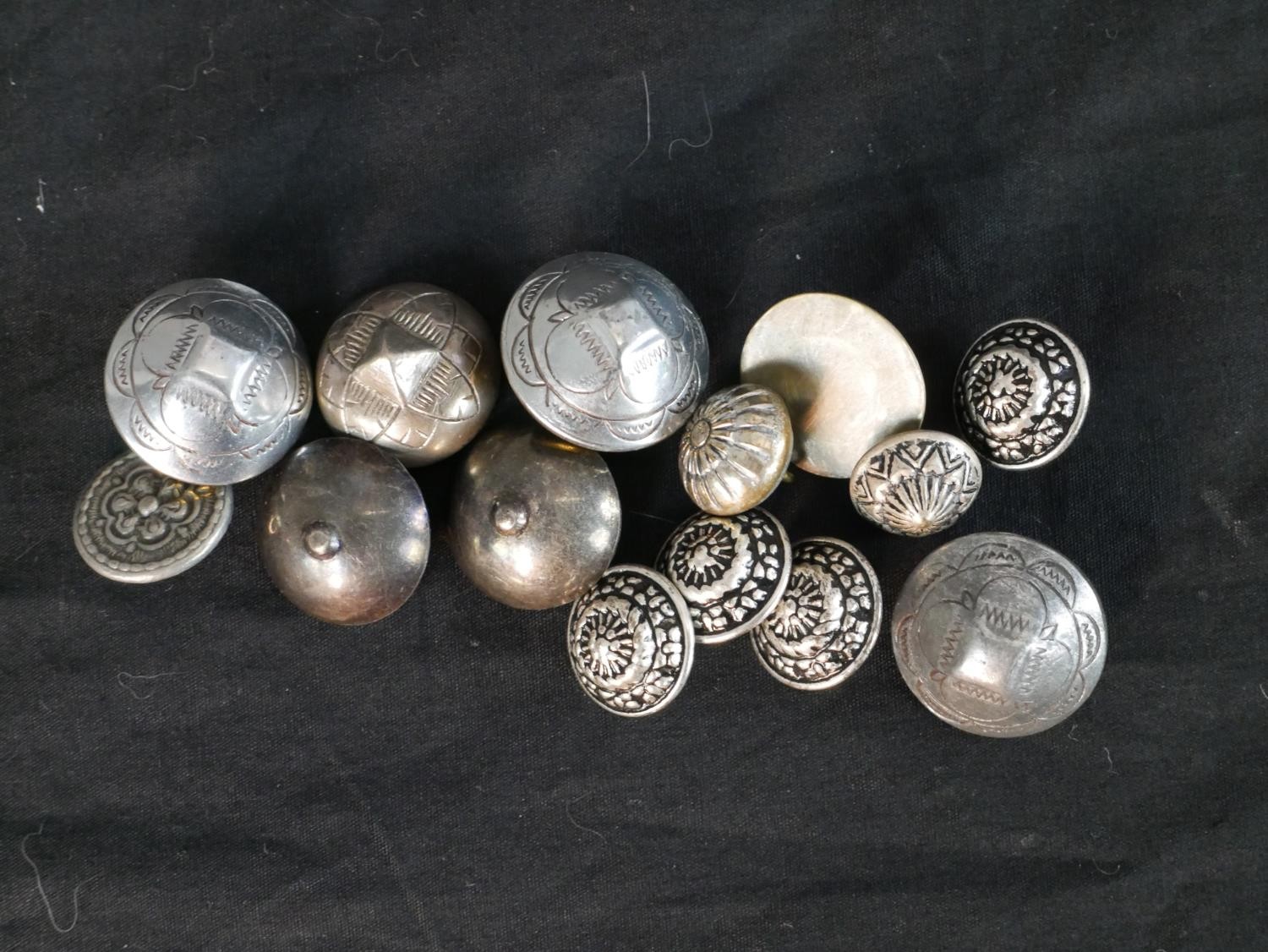 A large collection of fifty plus Danish, silver, white metal and pewter folk costume buttons, some - Image 7 of 12