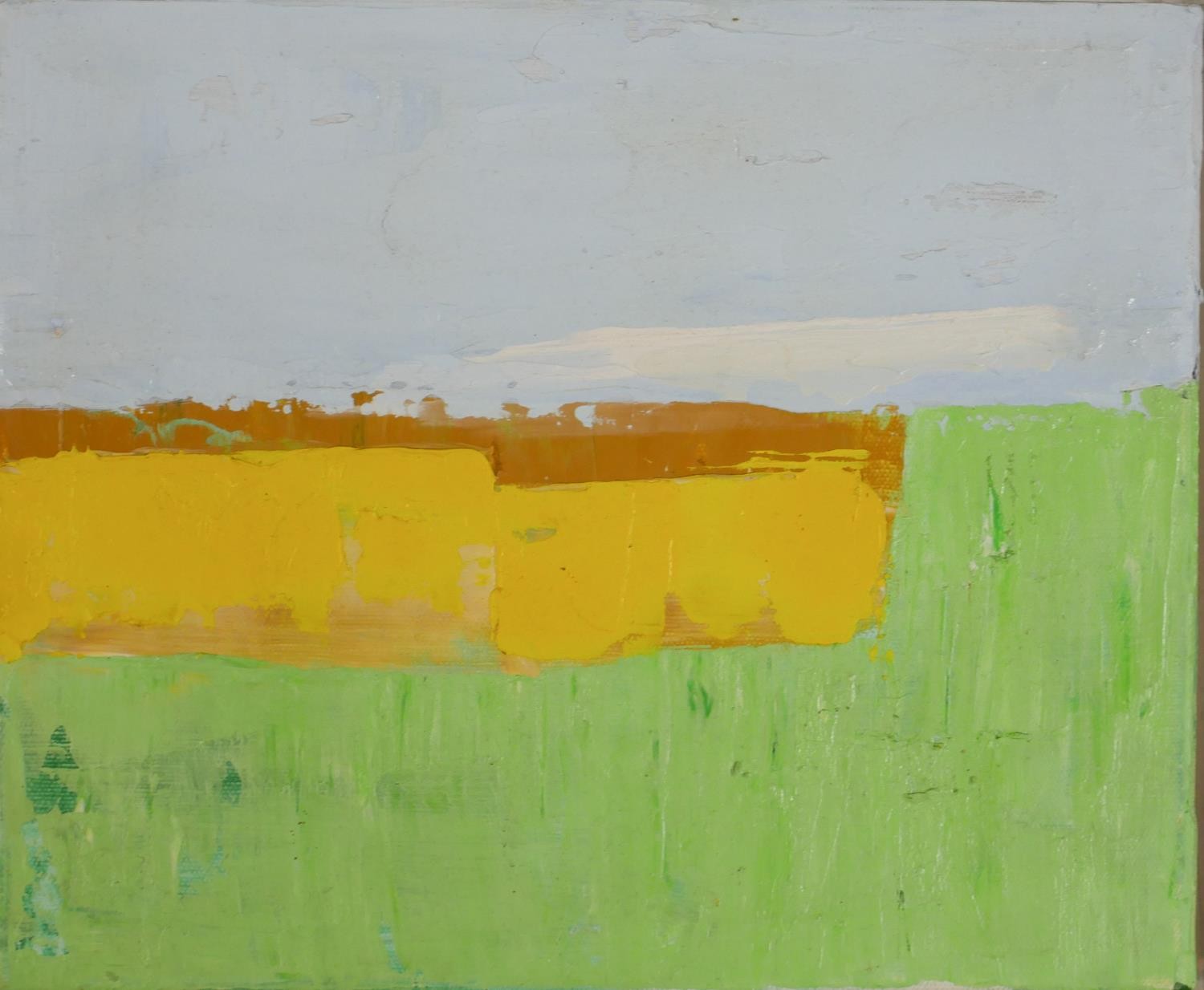 Robert Kellard (Contemporary); Yellow - Green & Greeenfield; oil on canvas, signed and titled verso, - Image 4 of 7