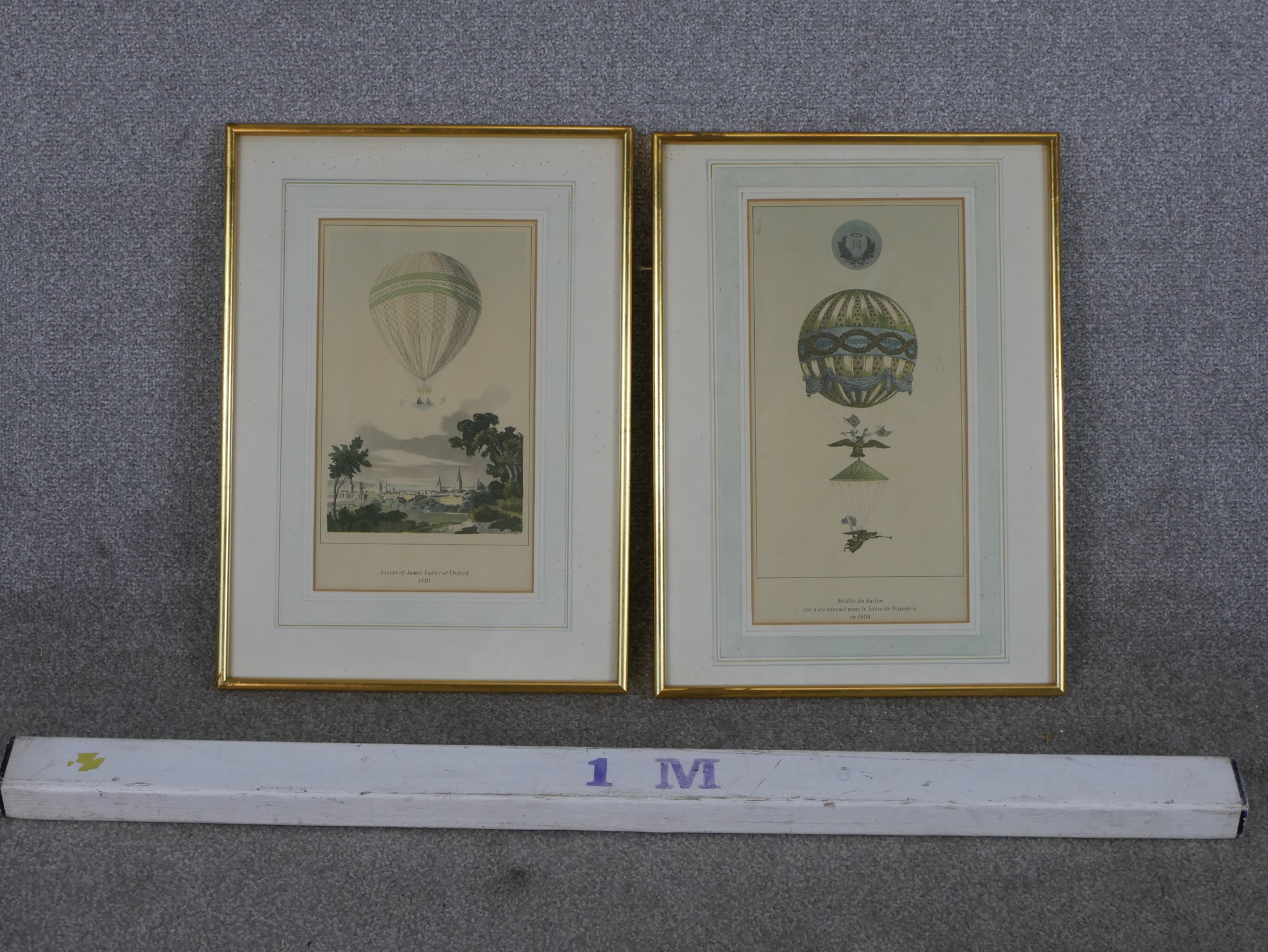 Ascent of James Sadler Two & Modele du Balloon two hot balloon related coloured prints, each - Image 2 of 6