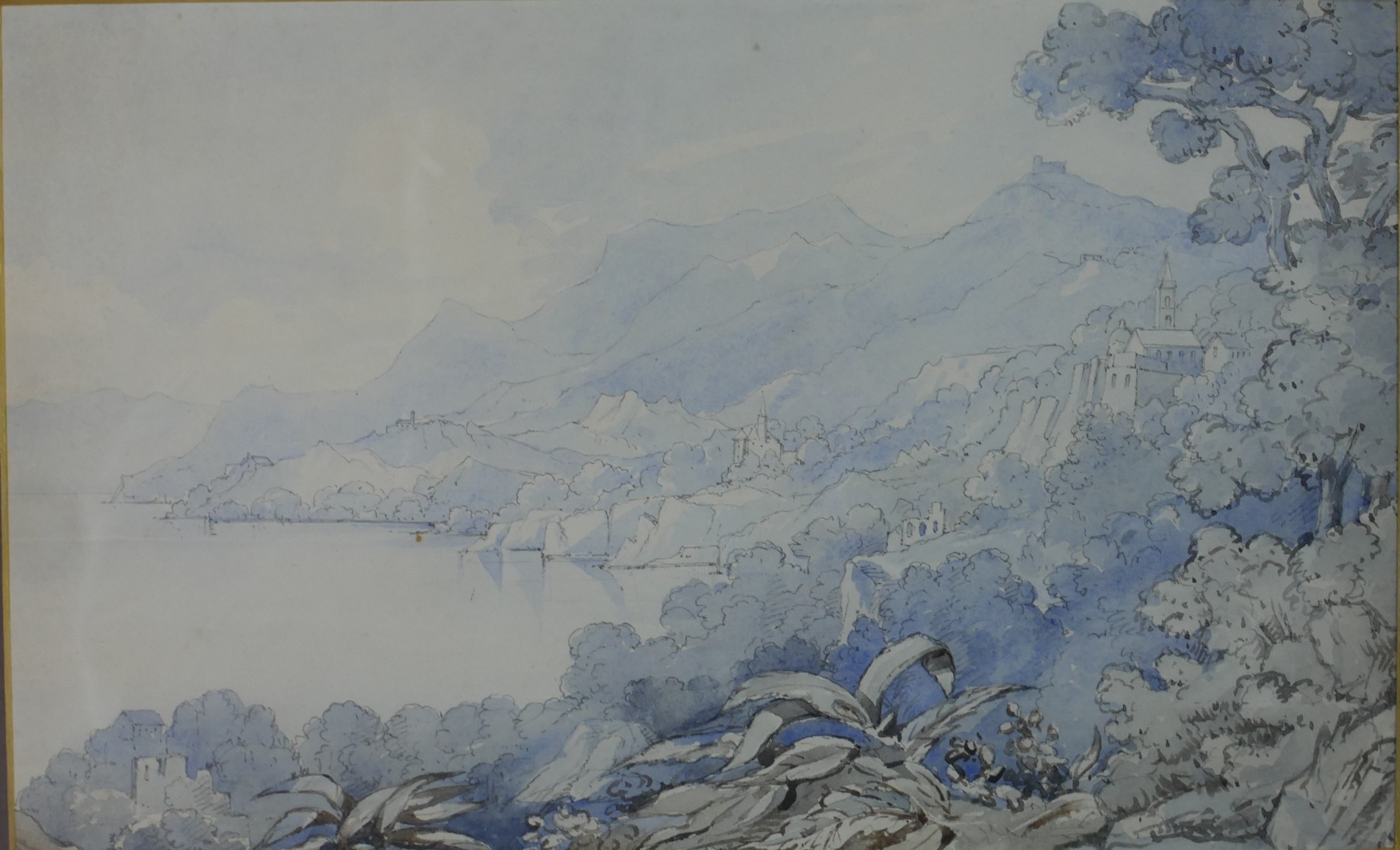 Rocky seascape and Mediterranean coastal path, two contemporary watercolours on a paper, one - Image 8 of 9
