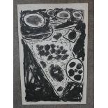 20th century; indistintly signed; Pizza Slice; black and white pencil signed limited edition