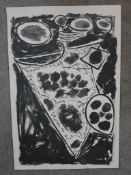 20th century; indistintly signed; Pizza Slice; black and white pencil signed limited edition