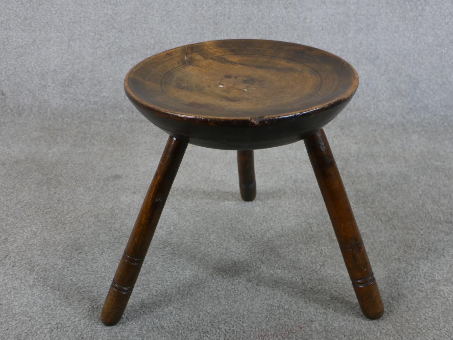 Three pieces of occasional furniture compring a George III mahogany style wine tripod table, a - Image 3 of 4