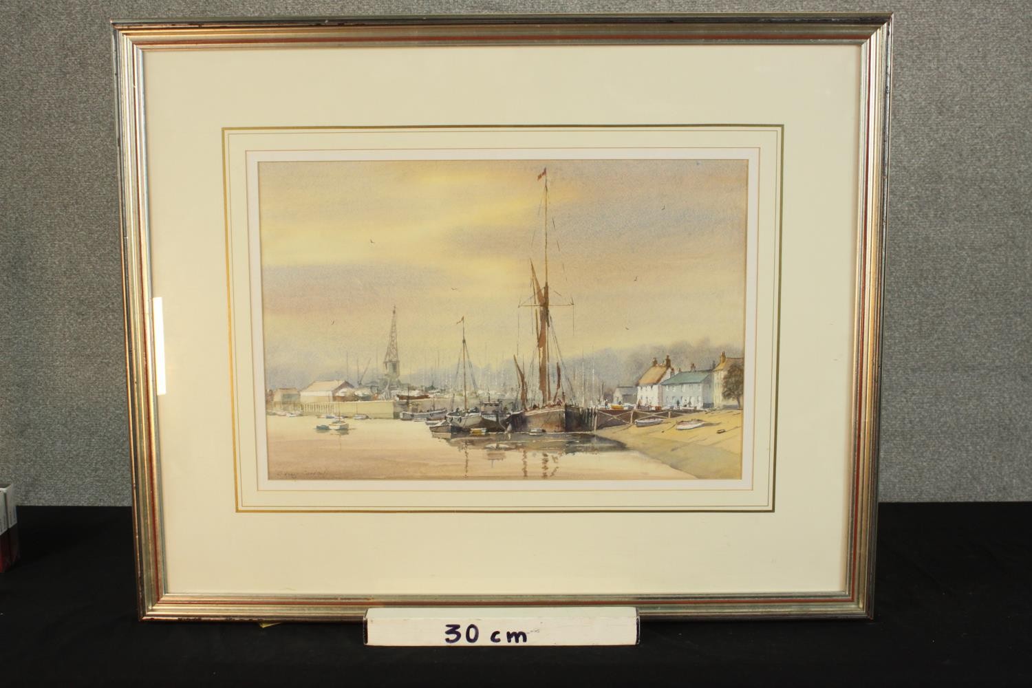Sidney Cardew (1931 - ), Fishing Boats in the Harbour, watercolour on paper, signed and framed. H.69 - Image 2 of 6