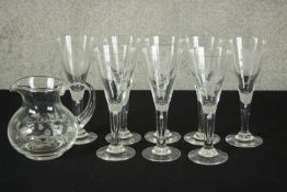 A set of eight limited edition Royal Academy and Dartington crystal goblets, with images from the