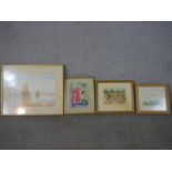 Four framed and glazed watercolours, one of sailing boats on the sea, signed A.E.Phillips, a