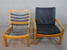 A mid 20th century Cornwall - Norton teak open arm chairs, model 10 / 11, together with matching