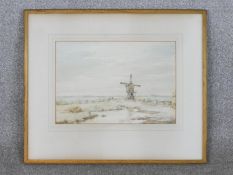 R. Palmer Baines, Windmill, watercolour, signed lower right. H.48 W.57cm