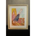 Albert Louden (b.1943), abstract pastel of two figures, signed and dated 1990. H.107 W.87cm.