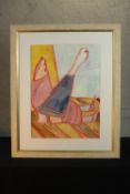 Albert Louden (b.1943), abstract pastel of two figures, signed and dated 1990. H.107 W.87cm.