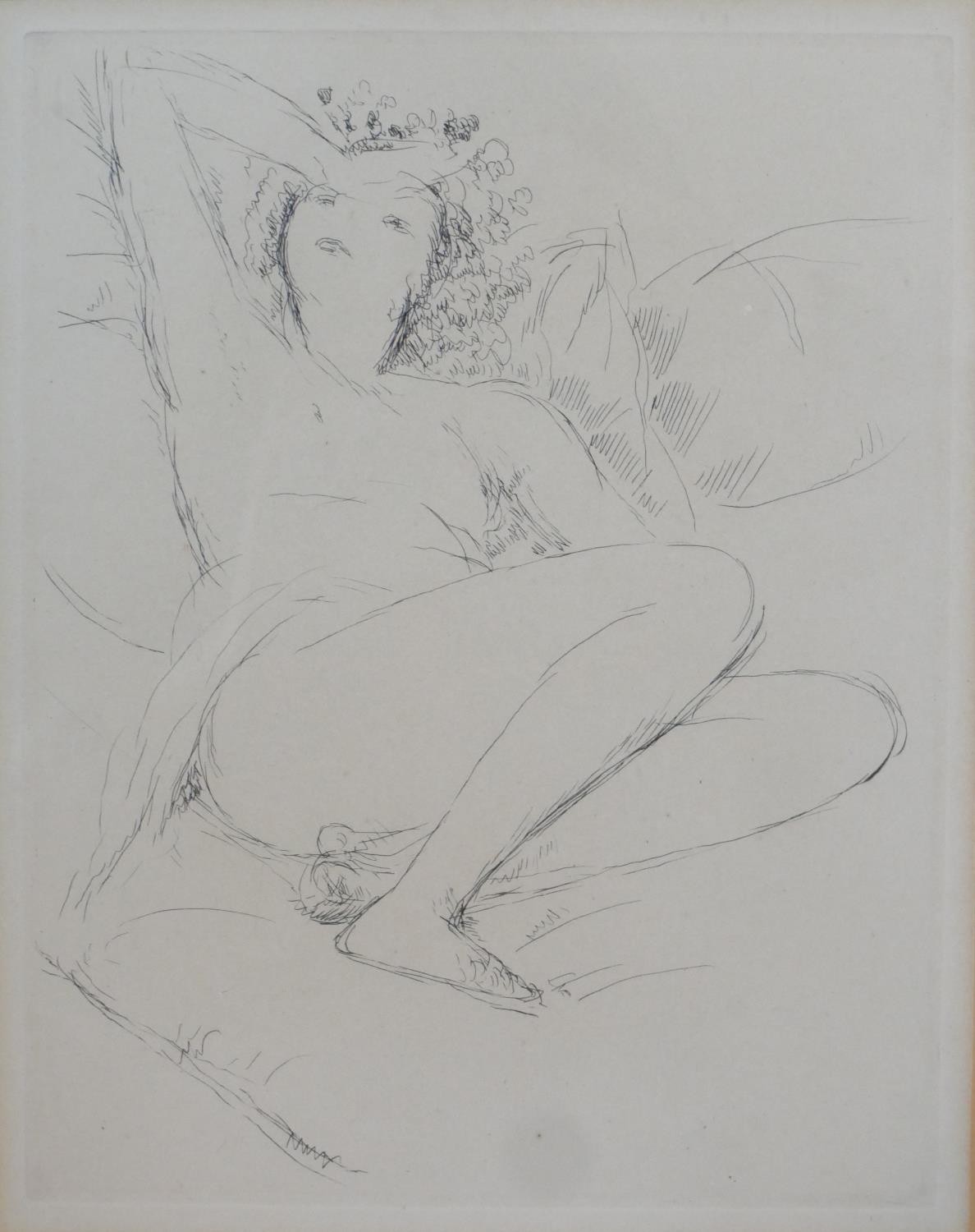 André Albert Marie Dunoyer de Segonzach (French 1884-1974), etching, Etude de Jeune Fille. H.42 W. - Image 3 of 5