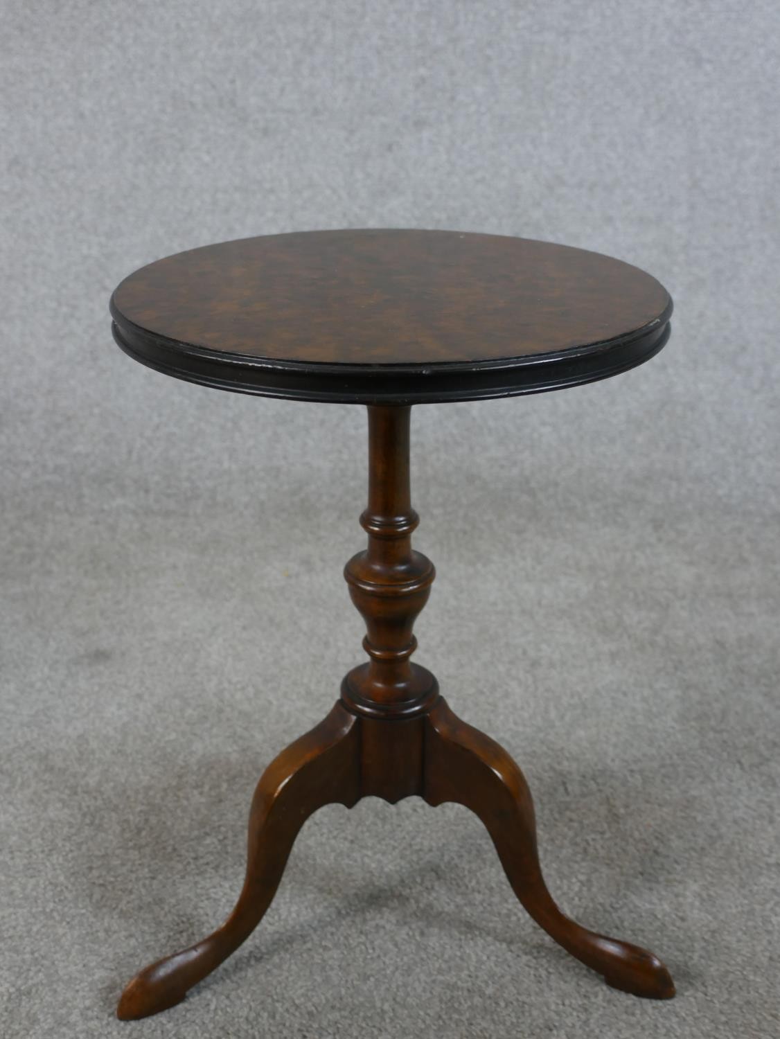 Three pieces of occasional furniture compring a George III mahogany style wine tripod table, a - Image 4 of 4