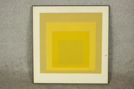 Atrributed to Joseph Albers (1888 - 1976, German) Departing in Yellow, print on board, framed. H.