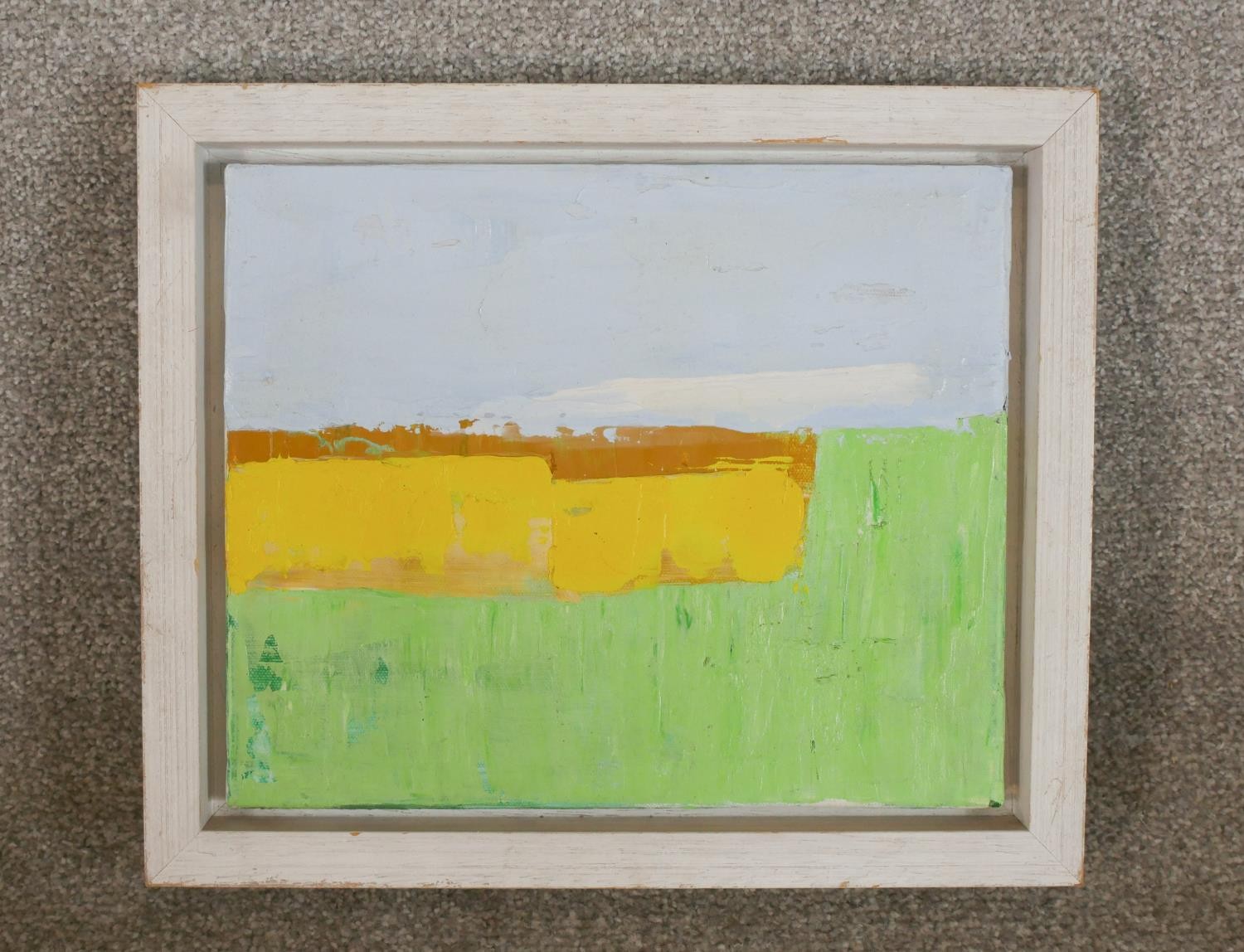 Robert Kellard (Contemporary); Yellow - Green & Greeenfield; oil on canvas, signed and titled verso, - Image 3 of 7