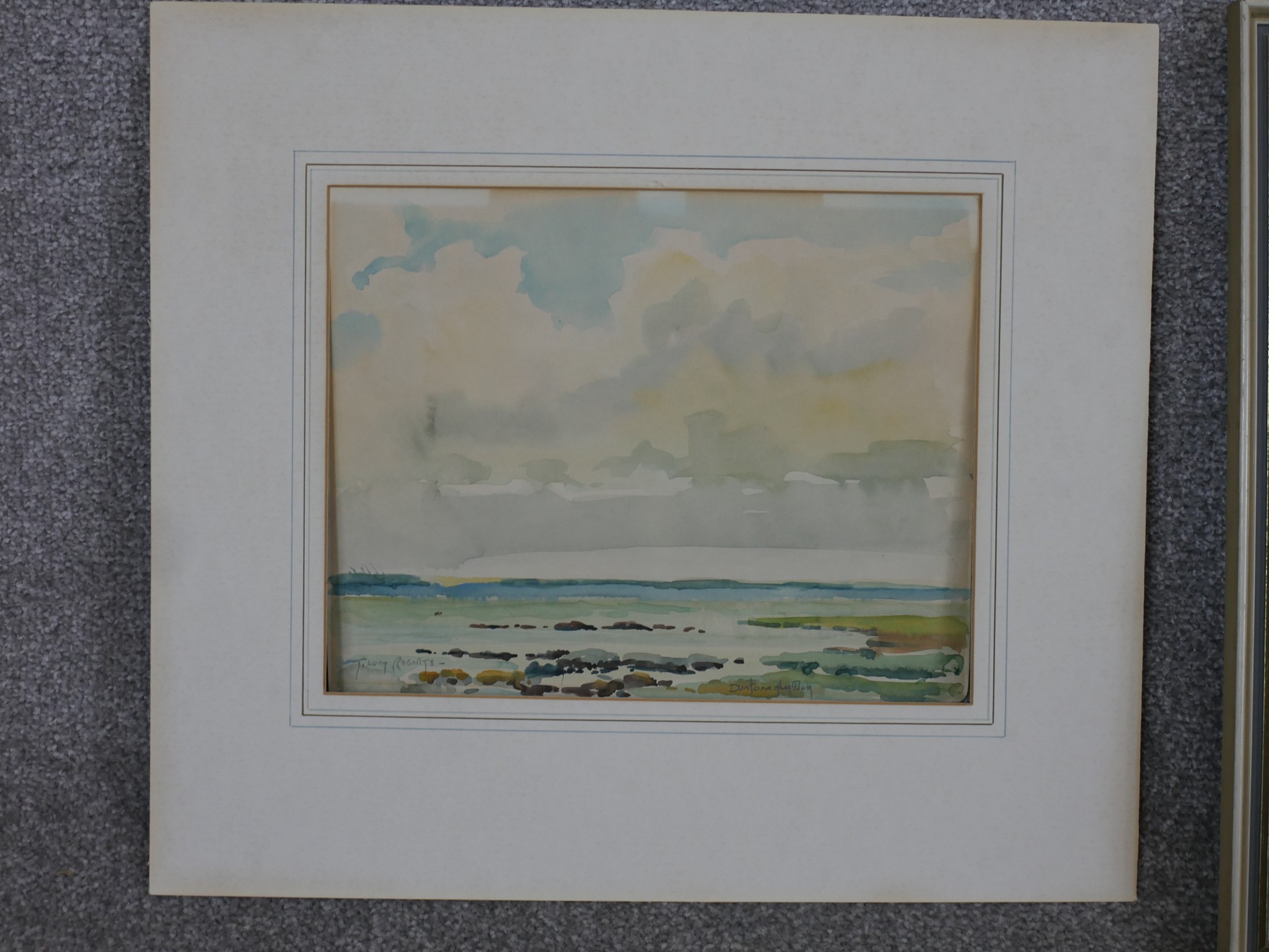 Rocky seascape and Mediterranean coastal path, two contemporary watercolours on a paper, one - Image 3 of 9