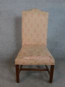 A Gainsborough style mahogany side chair, upholstered in fabric with repeating pineapple motif,