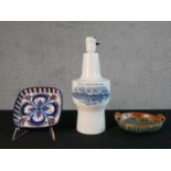 A 20th century Royal Copenhagen Fog & Morup blue and white porcelain table lamp decorated with
