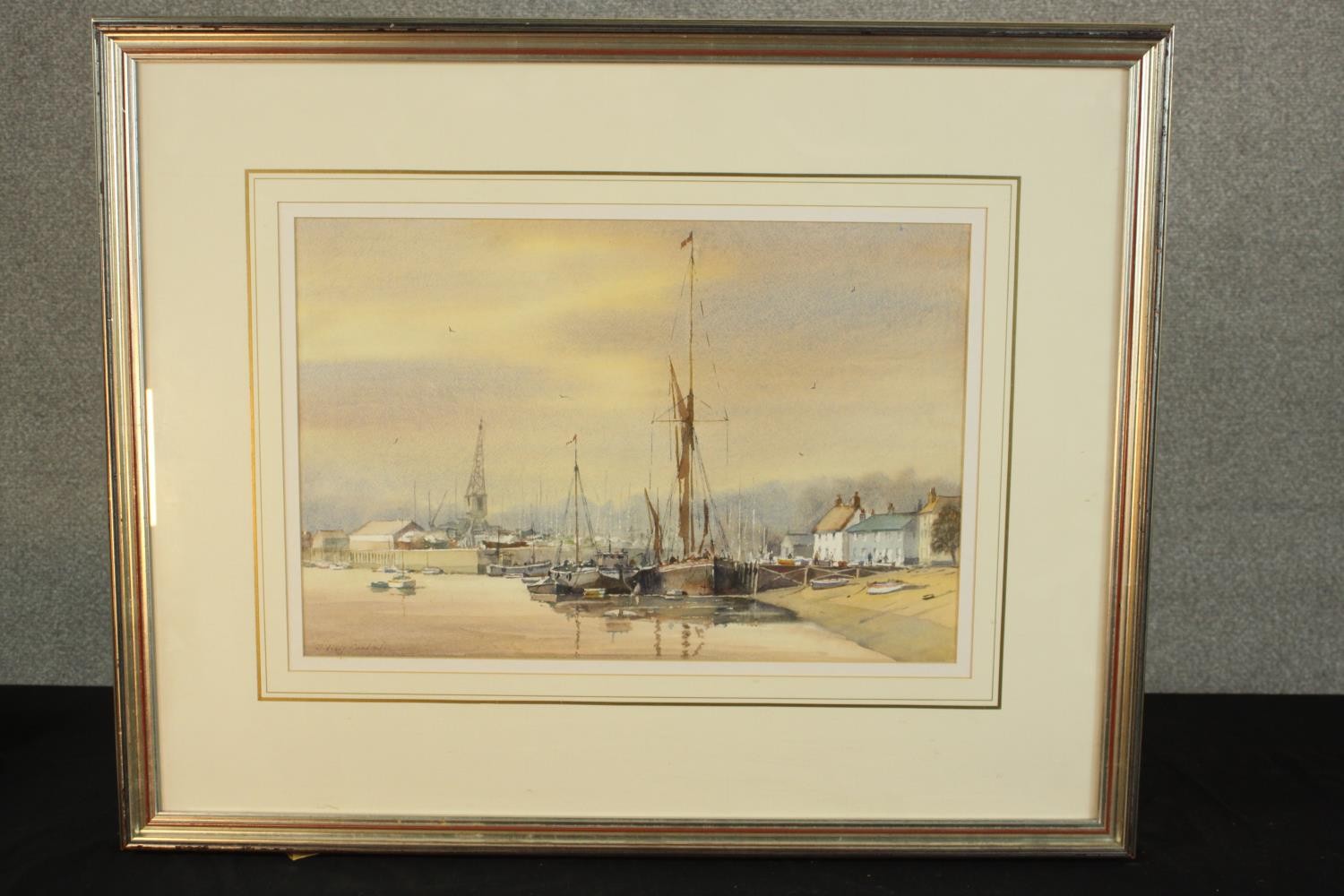 Sidney Cardew (1931 - ), Fishing Boats in the Harbour, watercolour on paper, signed and framed. H.69