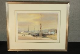 Sidney Cardew (1931 - ), Fishing Boats in the Harbour, watercolour on paper, signed and framed. H.69