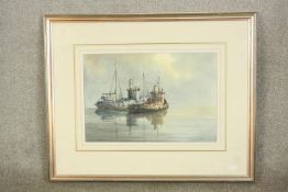 Sidney Cardew (1931 - )The Old Tugs, watercolour on paper, Old tugs. H.70 W.85cm.